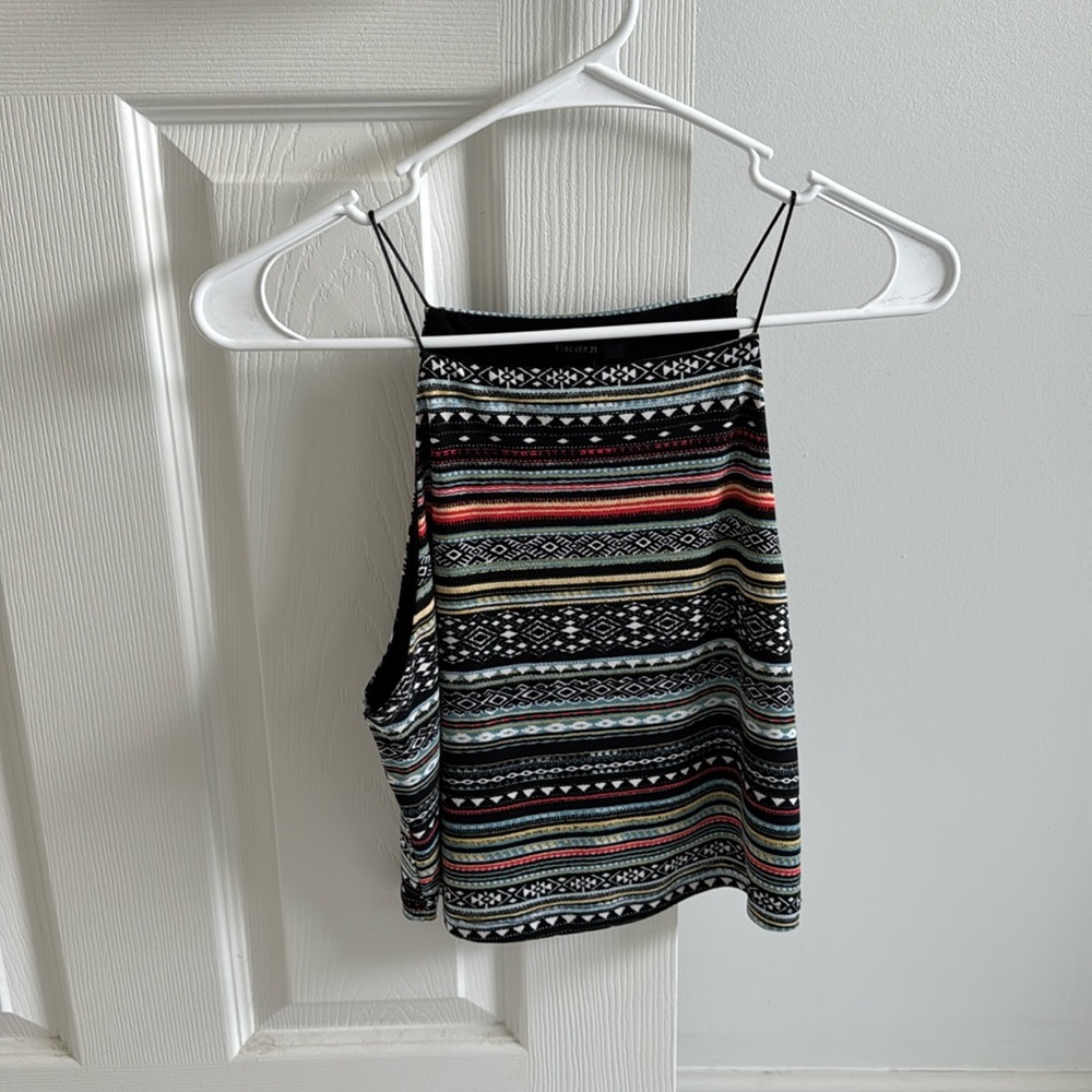 Forever 21 Aztec style size large crop tank top with spaghetti straps. Worn once